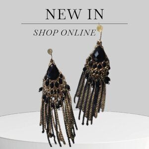 Black and Gold Dangle Earrings